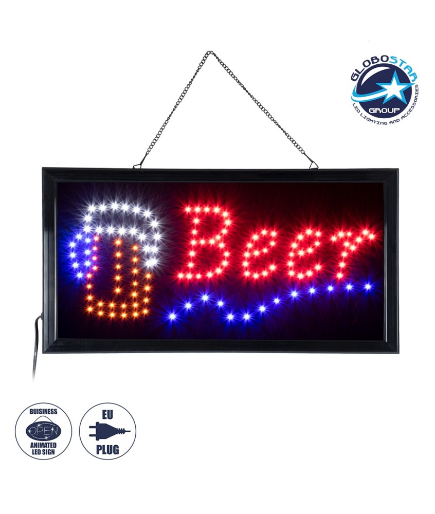 GloboStar® 75688 Φωτιστικό Ταμπέλα Φωτεινή Επιγραφή LED Σήμανσης BEER 3W AC 230V με Διακόπτη On-Off Κόκκινο - Μπλε - Πορτοκαλί